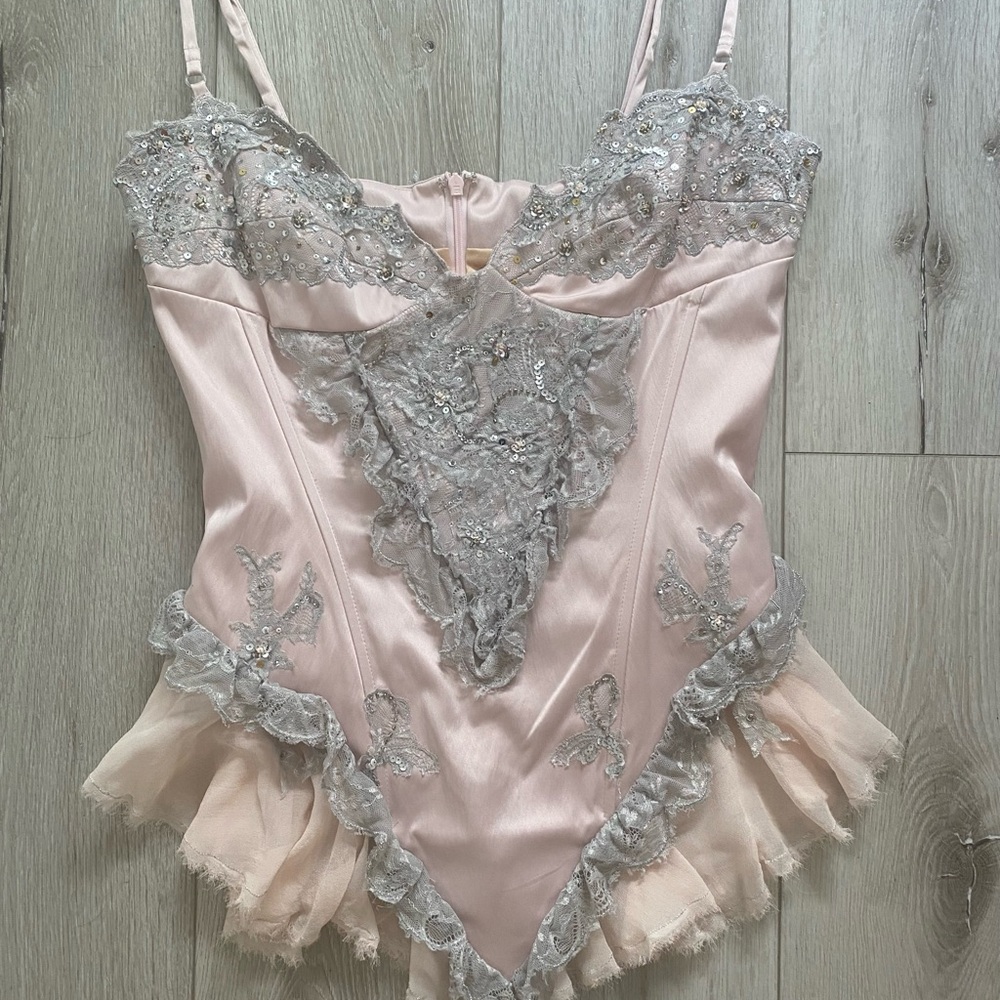 Stunning Y2K Mandalay Satin and Lace Bustier